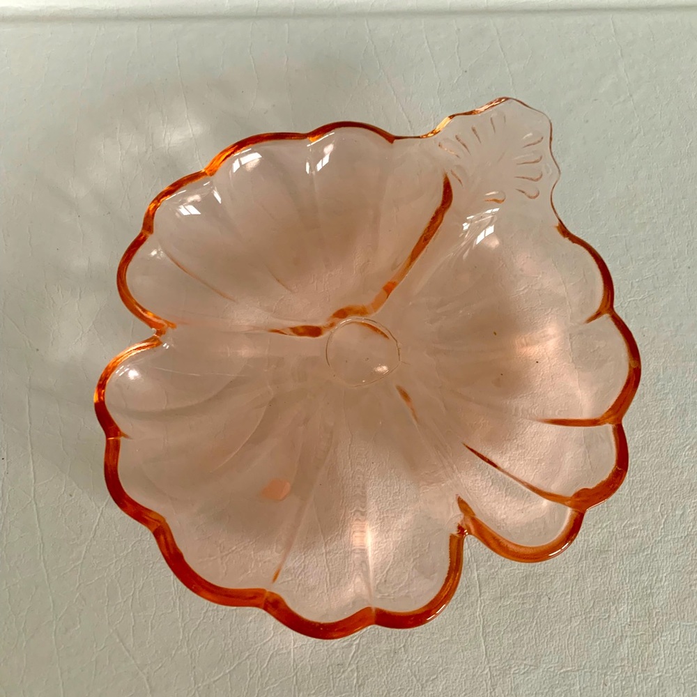 Vintage Pink Hibiscus Divided Dish